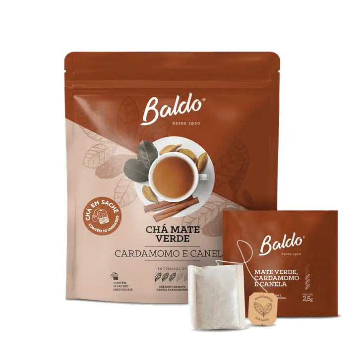 Erva Mate Baldo Cha Mate Verde Cardamomo e Canela